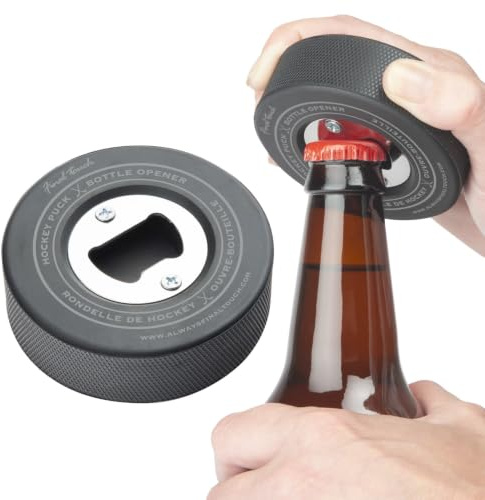 Eishockey Puck Flaschenöffner aus einem echten Puck - Icehockey Puck Bieröffner Kapselheber