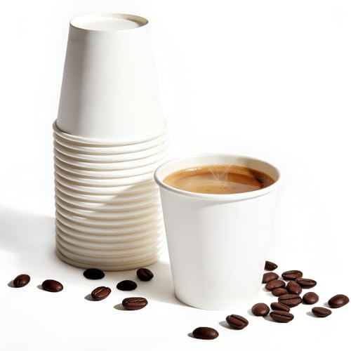 TashiBox 4 oz Thick Espresso Cups Travel to Go, 200 Count(Pack of 1), White Paper Cups