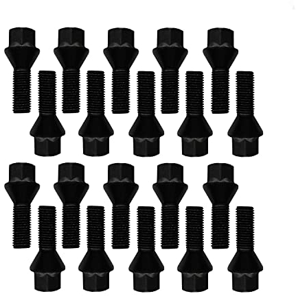 20 Radschrauben Radbolzen schwarz Kegelbund M12x1,5 24mm