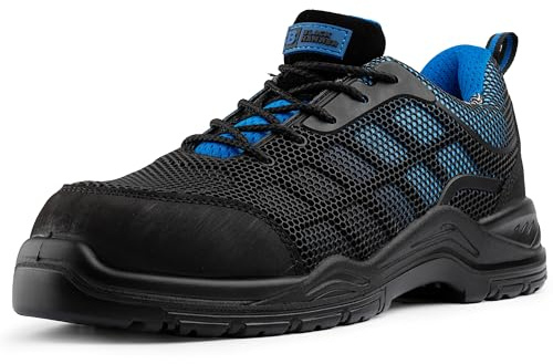 Black Hammer Mens Safety Trainers Non Metal Free Waterproof Composite Toe Cap with Midsole Protection Non Metallic Work Shoes Hiker Airports 8007 S3 SRC (13 UK, Blue)