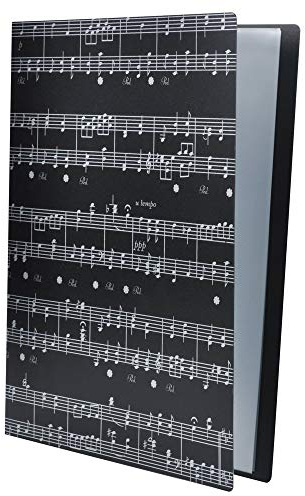 Carpeta de archivos de música tamaño A4, carpeta para partituras, documentos de papel, temática musical, 40 bolsillos, carpeta de almacenamiento
