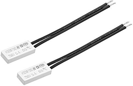 sourcing map 2 Stk. KSD9700 Thermostat 55℃ Normalerweise offener Temperaturschalter N.O 5A Thermoschalter Bimetall Temperaturregler