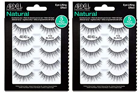 Ardell False Eyelashes 110 Black - Eye-Lifting Effect Eye Makeup, Natural Look Strip Lashes - 5 Pairs, 2 Pack