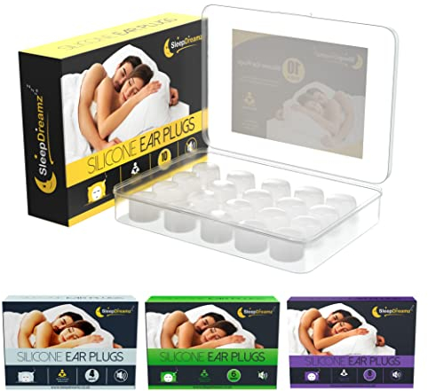 Premium Ear Plugs for Sleeping - 10 Pairs, White - Noise-Cancelling Earplugs for Peaceful & Uninterrupted Sleep - Soft & Comfortable Silicone Ear Plugs for Work, Concerts & Travel by SleepDreamz