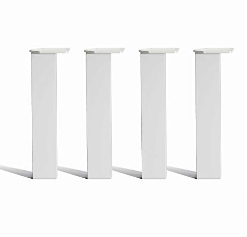 The Hairpin Leg Co. Box Single Pin Bench Legs, 40cm, White, Set of 4 | Bench/coffee table; 25x75mm mild steel tube; 5mm plates; capped ends; 4 legs, screws & build guide; indoor only