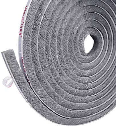 fowong Selbstklebend Bürstendichtung Dichtungsstreifen 6 m(L) x9 mm(B) x 15mm(D) Dichtungsband hochdichter Filz-Zugluft-Exzenter für Schiebetüren, Fenster und Garderobe(Grau)