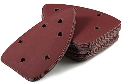 LEONTOOL 30 Pcs Mouse Sander Sandpaper 320 Grit 6 Hole Mouse Sander Pads Hook and Loop Sanding Disc