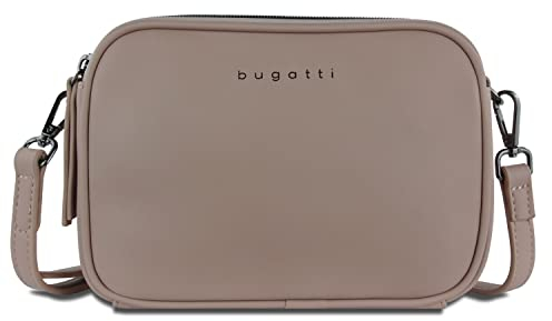 bugatti Almata kleine Schultertasche Damen, Umhängetasche aus hochwertigem Kunstleder, sand