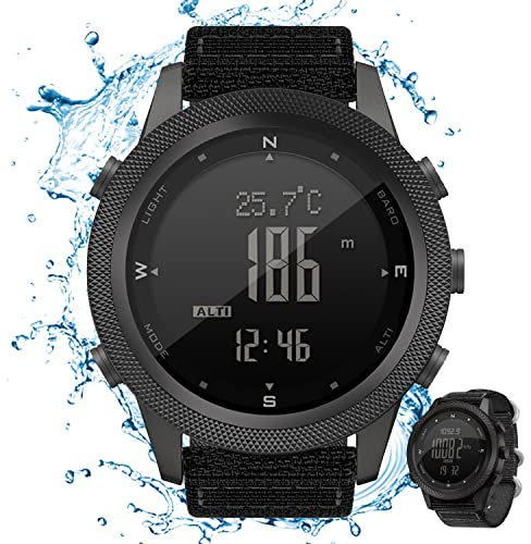 XMSDWYSL Montre De Sport De Plein Air pour Homme avec Altimètre Boussole Baromètre Chronomètre De Température Montre Électronique Multifonction Étanche 50 M, Montre Militaire D'aventure en Plein Air