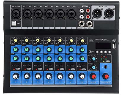 FGHSD Mezcladores en Vivo 8 Canales Profesional Bluetooth Estudio en Vivo Mezclador de Audio Amplificador de Mezcla de Potencia Etapa en Vivo USB Mini Mezclador