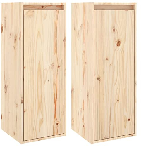 vidaXL 2X Armoires Murales Armoires Flottantes Suspendues Meubles de Rangement Salon Salle de Séjour Intérieur 30x30x80 cm Bois de Pin Massif