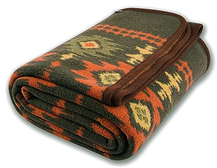 ACUSHLA Merino Wool Blanket - Warm Thick Washable Large Bed Couch Outdoor Camping Sleeping Throw Blanket All Seasons, Myers Green 79x63
