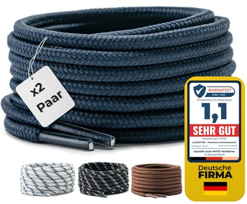 LaceHype 2 pares de cordones redondos de alta calidad, de 4 mm de diámetro, para zapatos de trabajo, botas, zapatos de exterior, deportivos, cordones de zapatos resistentes a los desgarros, de