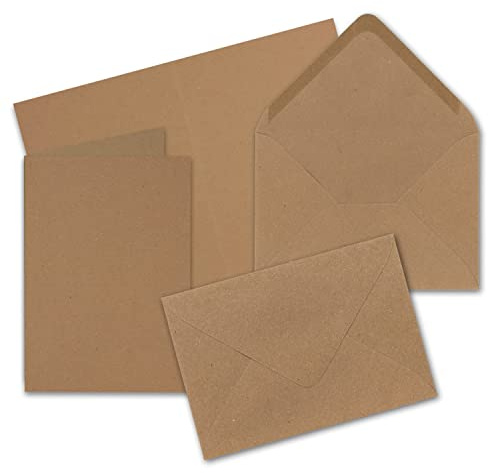 25 Sets - Faltkarten Braun Kraftpapier - DIN A5 mit Umschlägen DIN C5 - Recycling Öko Papier - sehr formstabil - Marke: NEUSER FarbenFroh