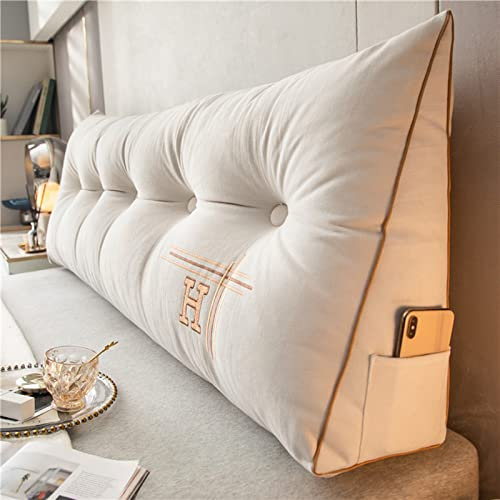 UVCMDUI Rückenkissen Bett Keilform Grosse Kissen, Waschbar Rückenlehne Kissen Perfekt Als Lesekissen, Wandkissen, Rückenlehne,Weiß,180cm/70.9in