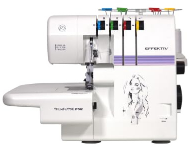 Triumphator 1700X Overlocker, Overlock-Nähmaschine, 3/4 Faden mit Differential, Vollmetallgestell, 14 Stiche, automatisches Einfädeln, 120W Leistung-1200 Stiche/min, Fußpedal (violett)