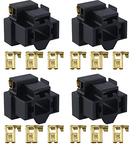 EMSea 4 Stück Auto H4 3-Pin Scheinwerfer Stecker Ersatz mit Klemmen H4 Glühbirne Reparatur Halter Stecker 12V