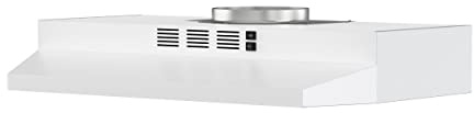 FIREGAS Range Hood 30 inch Under Cabinet, Kitchen Hood with 2 Speed Exhaust Fan,Ducted/Ductless Convertible, Rocker Button Control,300 CFM, White Stove Hood Vent Aluminum Filter Included