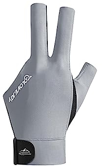Baoblaze Professionelle Billardhandschuhe, Pool-Handschuhe Linke Hand Atmungsaktiv, Billiards Gloves rutschfest, Elastic Wrist Strap Billiard Cue Glove, für Pool-Spiele/Snooker, Grau
