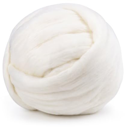 Kuppt 100g/3.52oz Filzwolle Weiße, Filzwolle Trockenfilzen Märchenwolle | Filzen Wolle mit Box für Nadelfilzen, Woll-Roving, Faser-Roving-Woll-Oberteil, Trockenfilzen Spinnen Handwerk