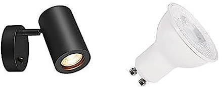 SLV ENOLA B | Wandleuchte, Wandbeleuchtung, Aufbauleuchte | inkl. effizientem GU10 Leuchtmittel, 3000K, Neutralweiß, Zylindrisch, Aluminium, mit Schalter, schwarz, max. 50 W, Dreh- oder Schwenkbar