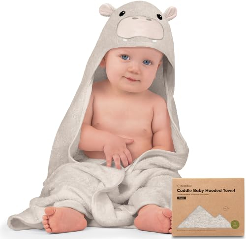 KeaBabies Babyhandtuch mit Kapuze für Neugeborene – Große Bambus Kapuzenhandtuch Baby für Jungen, Mädchen, Kleinkinder, Besonders Saugfähig Und Weich Baby Badetuch (Hippo, Regular)