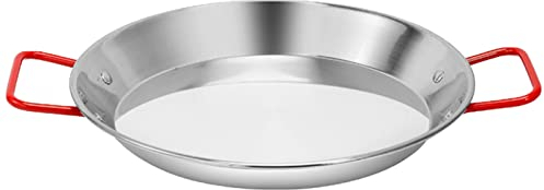 EUBEISAQI Paellera profesional – Sartén de acero inoxidable para uso diario con doble oreja, mango antiquemaduras, fácil de limpiar, ollas pequeñas para pasta para inducción, apto para horno