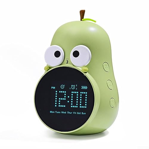 Sveglia digitale creativa a forma di pera con display digitale a LED, ricaricabile tramite USB, in silicone, per studenti, piccola sveglia per bambini, decorazione per la stanza dei bambini, verde