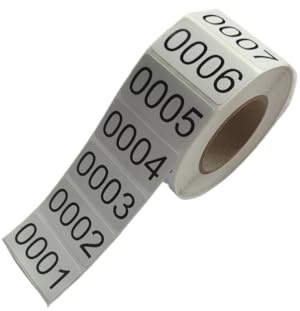 0001-1000 Count Inventory Numbered Stickers Roll, Self Adhesive Waterproof Consecutive Number Labels Tag for Storage Organizing, Classification, Supplies (White, 1.6x0.8 in)