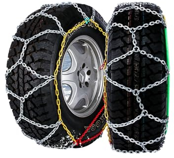 WWFASH Reifenkette für Pkw, Schneeketten, rutschfeste Notfall-Reifenketten, Schneeradketten für die meisten Autos, SUV, ATV, LKW 235/55-17