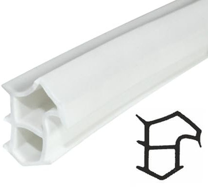 SN-TEC Stahlzargendichtung, Türdichtung, Ersatzdichtung, Z 1175, Breite:11,10mm, Höhe: 15,6mm zum einstecken, Farbauswahl: weiß/grau (Weiß, 10 Meter)