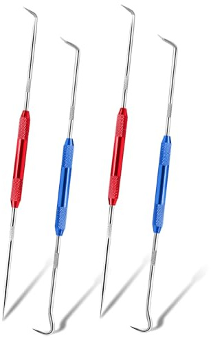 Litoexpe Double Pointed Scriber 4 Pcs, Metal Scribe Tool Hook 9.25 Inch Long, 90 Degree Hook and Straight Tip Scribe Tool for Machinists, Technicians Or Craftsmen