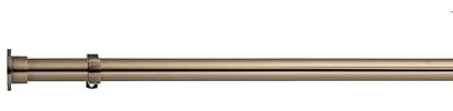Lister Cartwright 28mm Antique Brass Fixed Metal Curtain Pole Set with Disc Stopper Finial Voile Easy fit to Outdoor, Bedroom, Living Room (150 cm)
