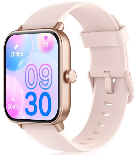 Smartwatch Uomo Donna Rispondi/Effettua Chiamate, 1.8 Orologio Alexa Integrata, SpO2/Frequenza Cardiaca/Sonno/Stress, 100+ Sports, Contacalorie/Passi, IP68 Smart Watch per Android/iOS (Rosa, 1.8)