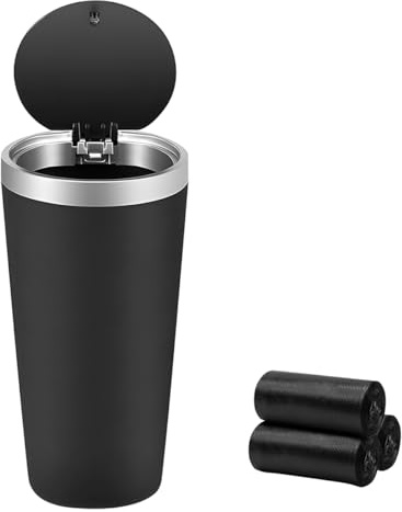 Adunsiaoto Mini Auto Mülleimer Getränkehalter, Universell Klein Automülleimer Mit Deckel, Tragbare Auto Mülleimer, Der Konsole Oder Autos Türmülleimer(Silber)