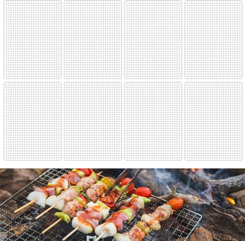 8Pcs Grillmatte, BBQ rutschfest Backmatte, 40x30cm, Wiederverwendbar Grillen Mesh, Antihaft Schwarz BBQ Grillmatte, Grillmatten Gitter, BBQ Grillmatte, Antihaftend Hitzebeständig BBQ Mesh