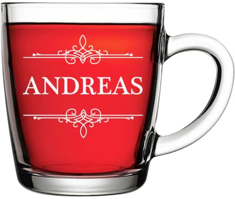 polar-effekt Teegläser 340 ml mit personalisierter Gravur - Wasserglas mit Henkel - geeignet für Tee, Kaffee und Wasser - hitzebeständiges Kaffeeglas