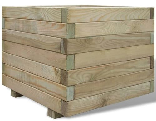 ShGaxin Hochbeet 50x50x40 cm Holz Quadratisch, Palettenrahmen, Hochteich, Gemüsebeet, Kräuterregal Balkon, Blumenbeet, Kräuterspirale, Tomatenbeet, Pflanzhochbeet - 41659