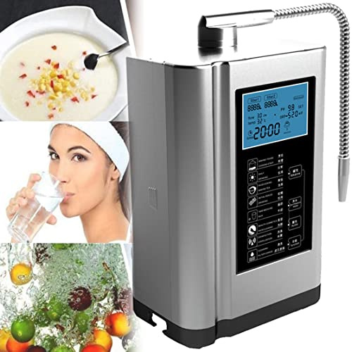 Máquina Ionizadora Y Purificadora De Agua,Máquina De Agua Con Ácido Alcalino Ph3.5-10.5,Sistema De Filtración Agua 7 Configuraciones De Agua,Limpieza Automática,Calentamiento Instantáneo 58°c,Silver