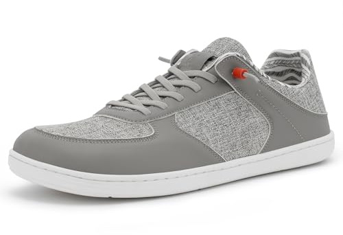 Pulltop Barefoot Wide Toe Box Shoes for Men - Minimalist Barefoot Dress Shoes Sneakers Zero Drop Slip on Walking Non Slip Shoes for Men Linen Iron Size 13 Wide