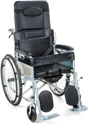 GEDRACKPMYN Silla de Ruedas Plegable, cómoda reclinable con Respaldo Alto de Carbono, Silla de Ruedas de Acero para Adultos discapacitados, Personas Mayores, Silla de Ruedas de Viaje