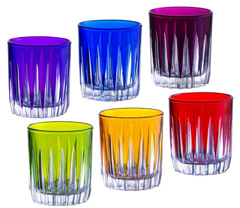 Barski Farbiges Schnapsglas – Likörgläser – Set mit 6 eleganten, sortierten farbigen Schnapsgläsern – Verwendung für Wodka, Tequila, Whiskey, Bourbon, Spirituosen und Liköre – jedes Glas ist 75 ml,