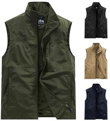 Väst herr utomhus softshell väst arbetsfunktionell väst vinter löpväst vattentät vindtät herrvästar arbetsväst fritid ärmlös jacka fleeceväst softskalväst/vandringsväst, kaki, XXL