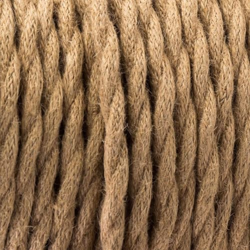 DC VOLTAGE 3m 2 Core Twisted Cable Flexible Wire Lamp Cord, 2 Conductor 10ft Antique Braided Wire Twisted Fabric Lighting Cables Cloth Covered Cabel DIY Lamps Electrical Wire (Hemp)
