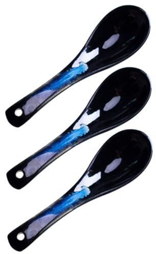Alipis 3pcs Ceramic Soup Spoons for Household Porridge Rice Spoons Japanese Style Design for Kitchen Tableware and Serving for Mixing