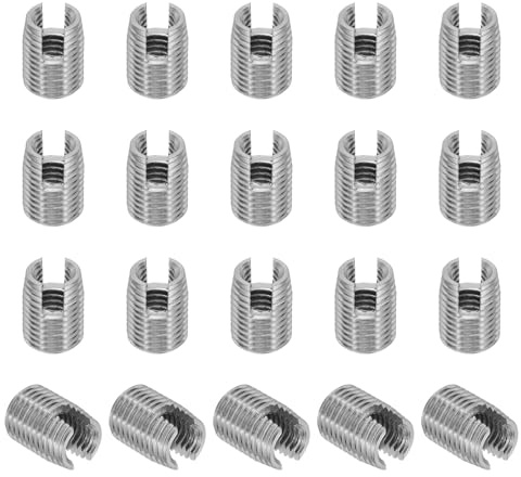 PATIKIL Insert Fileté Auto-Taraudeurs, 20 Pcs M6 x M9 x 12mm Acier Inoxydable 303 Filetage Adaptateur Réducteur Vis à Fente Inserts de Réparation Écrous Manchon