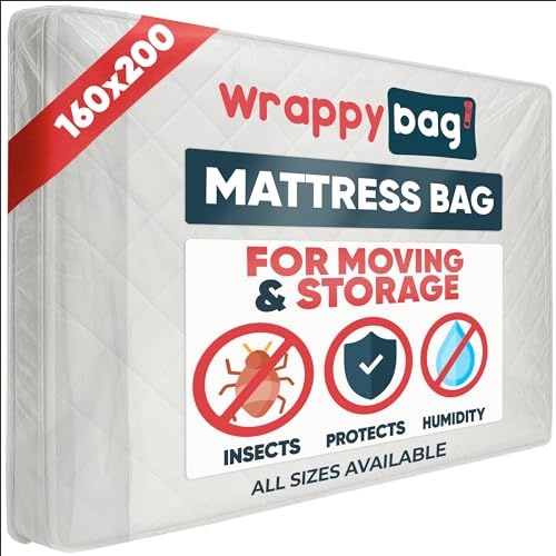 WRAPPYBAG – Matratzenhülle Wasserdicht – Schutzhülle für Matratzen – Matratzenaufbewahrungshülle für Umzug, Lagerung & Transport – 160x200 cm