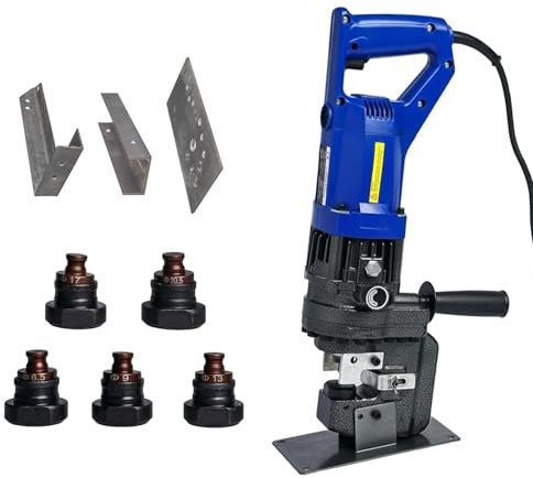 Kindevieft Perforadora HidráUlica EléCtrica De 1500 W, Perforadora HidráUlica EléCtrica De 6 Mm A 20 Mm, Perforadora HidráUlica con 5 Matrices para Placas De Hierro, Cobre, Aluminio, Acero Angular