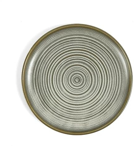 CHFYIJYHM Moderne große Speiseteller, Keramik-Speiseteller, Retro-Rundsteakteller, Heimküche, Restaurant, Abendessen, Dessertteller, Salatteller, flacher Teller, stapelbare Speiseteller(A)
