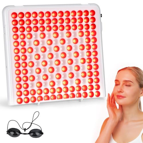 Red Light Lamp, Unegnel Infrared Lamp Combo 660nm and 850nm, 169 LEDs Red Light Lamp Face with Stand, Timer, Red Light Panel for Face, Neck, Body, Muscle, Back